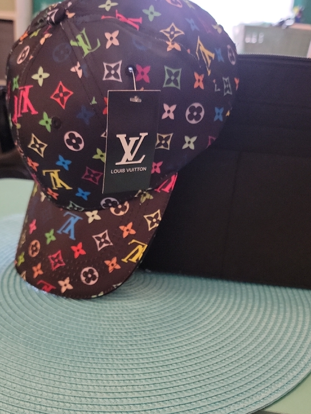 Louis Vuitton Black Cap with Multicolor Monogram Print
